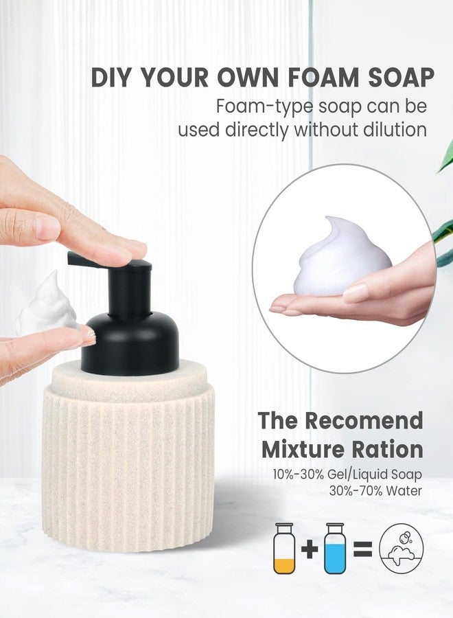 Deobath Beige Bathroom Accessory Set - 6 Pcs: Toothbrush Holder, Lotion & Foaming Soap Dispensers, Qtip Holder, Vanity Tray, Bathroom Tumbler - Countertop Organizer - Image 3