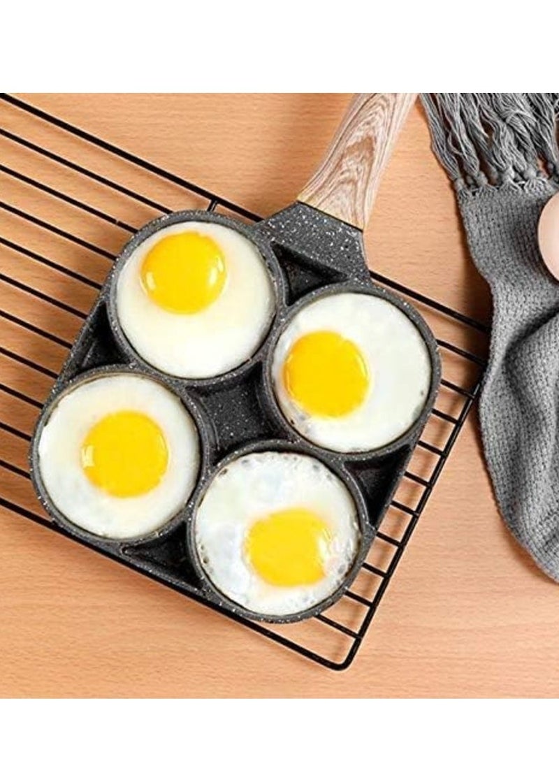 ELTRAZONE 4 Hole Omelet Pan for Burger Eggs Ham Pancake Maker Wooden Handle Frying Pot Non-stick Cooking Breakfast - Image 3