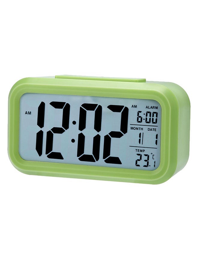 NIBEMINENT LED Digital Electronic Alarm Clock Backlight Time With Calendar + Thermometer Green - Image 1