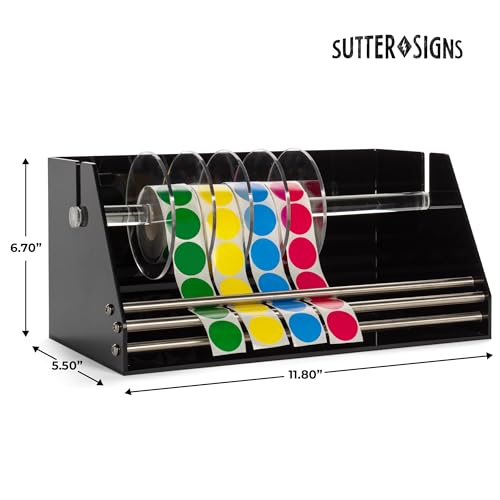 Sutter Signs Roll Label Dispenser for Sticker Labels | Thick Durable Acrylic Sticker Roll Holder with Anti-Slip Feet and Spacer Springs - Image 2