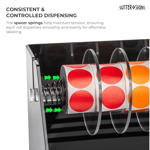 Sutter Signs Roll Label Dispenser for Sticker Labels | Thick Durable Acrylic Sticker Roll Holder with Anti-Slip Feet and Spacer Springs - Image 3