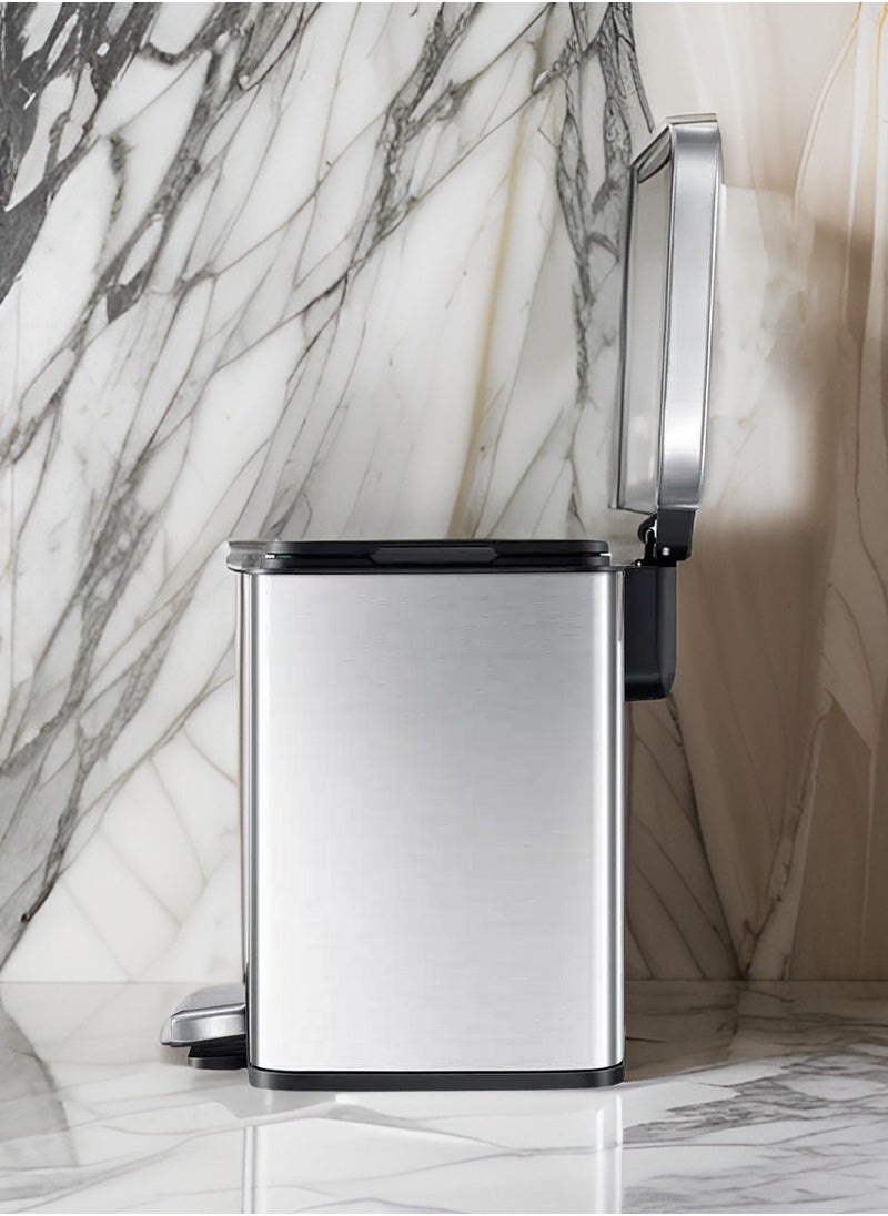 EKO MADISON SERIES | Brushed Stainless Steel Finish | Soft-Closing | Fingerprint-Resistant | Luxury Pedal Trash & Garbage Bin | Multiple Sizes ( 6 - 20 L) To Suit Different Places | 6 Liters  - Image 2