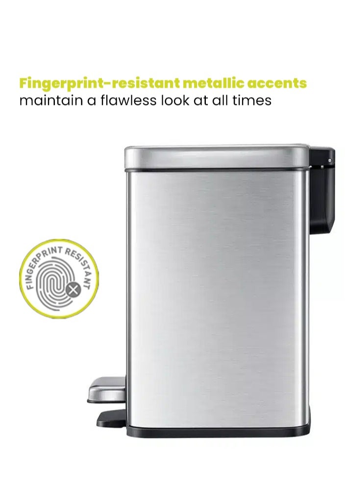 EKO MADISON SERIES | Brushed Stainless Steel Finish | Soft-Closing | Fingerprint-Resistant | Luxury Pedal Trash & Garbage Bin | Multiple Sizes ( 6 - 20 L) To Suit Different Places | 6 Liters  - Image 5
