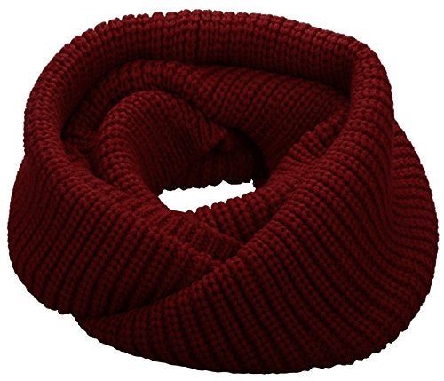 NEOSAN Womens Thick Ribbed Knit Winter Infinity Circle Loop Scarf Burgundy - Image 1