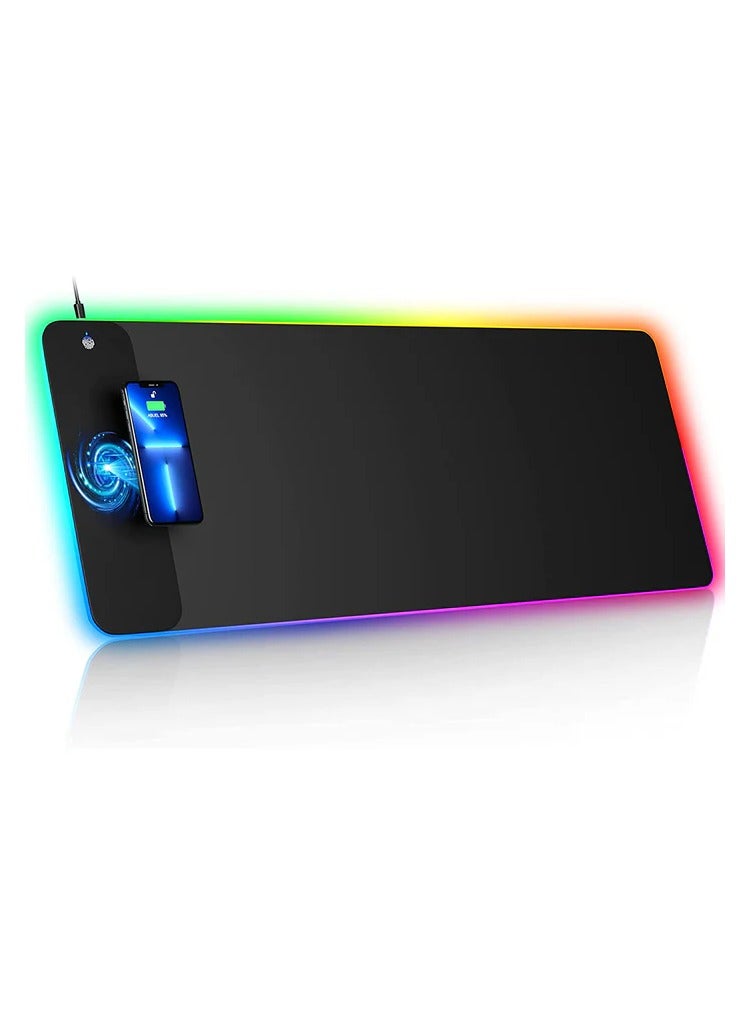 JEQANG Jeqang RGB Luminous Mouse Pad Size 30 *80 Cm Black With Wireless Charger JM-114  - Image 1