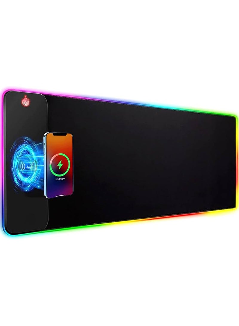 JEQANG Jeqang RGB Luminous Mouse Pad Size 30 *80 Cm Black With Wireless Charger JM-114  - Image 2