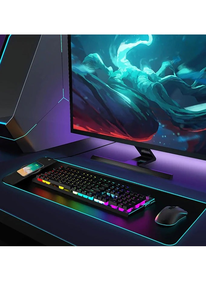 JEQANG Jeqang RGB Luminous Mouse Pad Size 30 *80 Cm Black With Wireless Charger JM-114  - Image 3