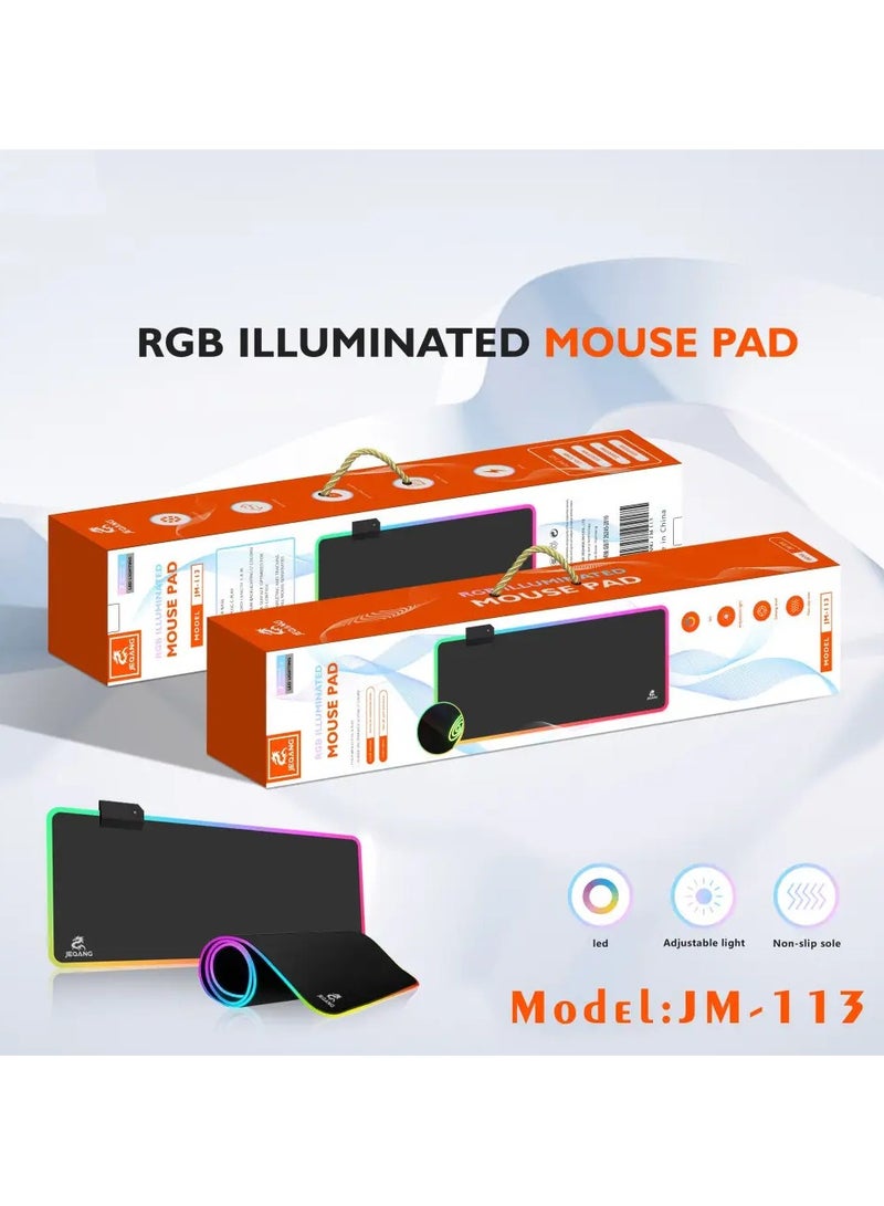 JEQANG Jeqang RGB Luminous Mouse Pad Size 30 *80 Cm Black With Wireless Charger JM-114  - Image 4