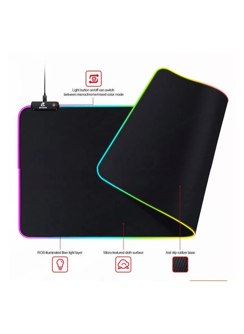 JEQANG Jeqang RGB Luminous Mouse Pad Size 30 *80 Cm Black With Wireless Charger JM-114  - Image 5