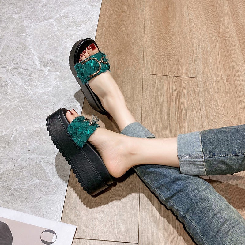 Thick Bottom Muffin Summer Women'S Outdoor Sandals Non-Slip Soft Bottom Open Toe Beach Holiday - Image 1