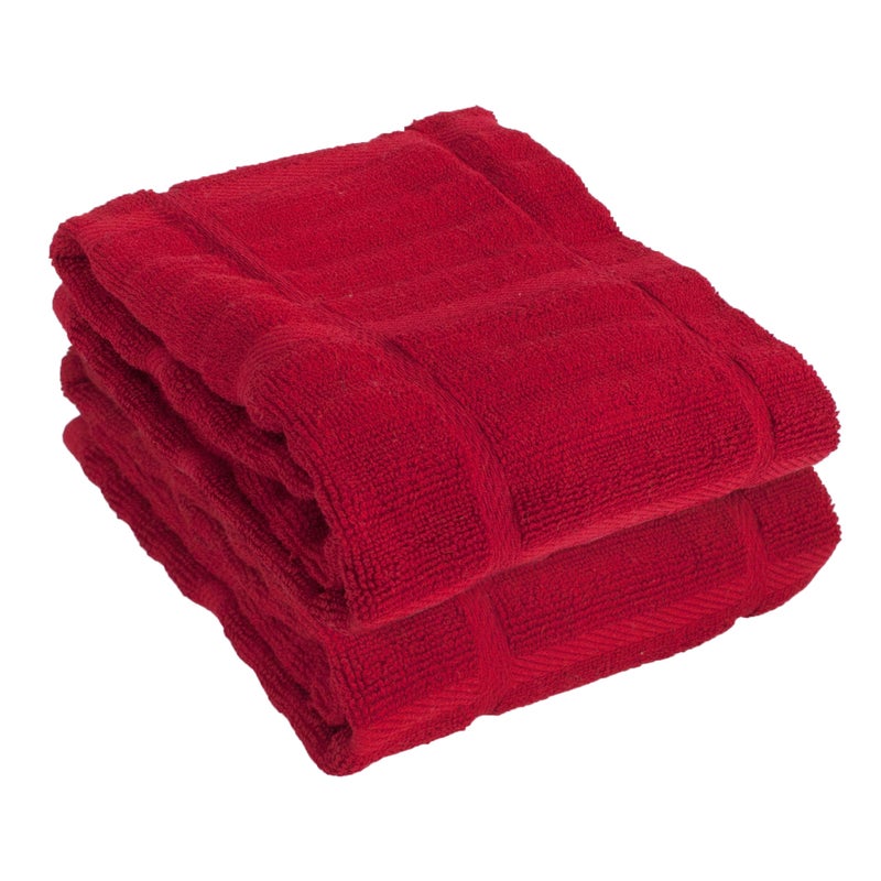 AllClad Solid Kitchen Towels Highly Absorbent Super Soft Long Lasting  100 Cotton 17x30 Tea Towels for Cleaning  Drying Dishes Pans Glassware or Countertops 2Pack Chili