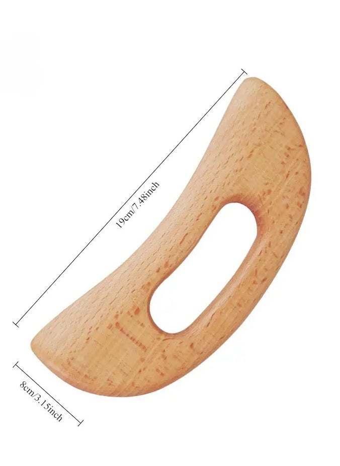 Rozino Gong'S Crescent Lazy Gua Sha Scraping Massage Tool, Beechwood Full Body Muscle Relief Roller, Easy-to-Use Manual Massager for Slacking, Wrinkles, and Tension Relief  - Image 1