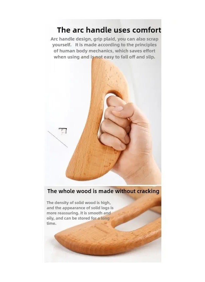 Rozino Gong'S Crescent Lazy Gua Sha Scraping Massage Tool, Beechwood Full Body Muscle Relief Roller, Easy-to-Use Manual Massager for Slacking, Wrinkles, and Tension Relief  - Image 3