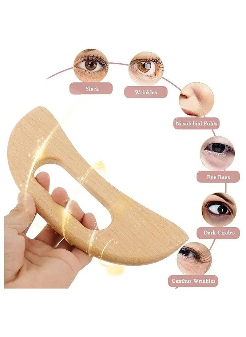Gong'S Crescent Lazy Gua Sha Scraping Massage Tool, Beechwood Full Body Muscle Relief Roller, Easy-to-Use Manual Massager for Slacking, Wrinkles, and Tension Relief