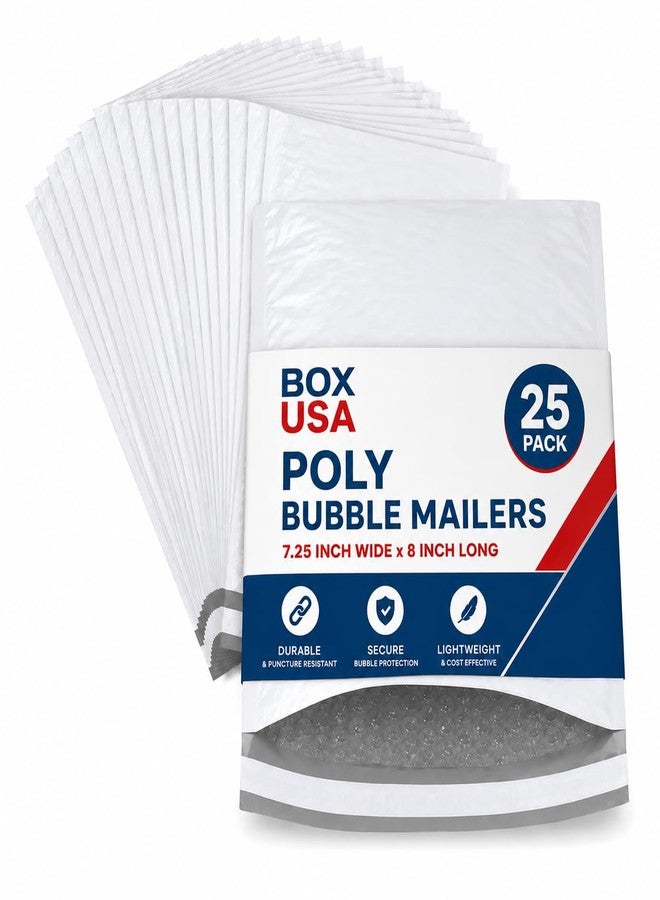 BOX USA مغلفات فقاعية بيضاء من بوكس يو إس إيه، مقاس 7.25 × 8 بوصة (عبوة من 25 مغلفًا) - مغلفات مبطنة ذاتية الإغلاق ببطانة فقاعية، أكياس شحن فقاعية من البولي إيثيلين مناسبة للشركات الصغيرة والتجارة الإلكترونية وتغليف الطلبات. - Image 1