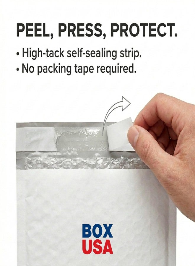 BOX USA مغلفات فقاعية بيضاء من بوكس يو إس إيه، مقاس 7.25 × 8 بوصة (عبوة من 25 مغلفًا) - مغلفات مبطنة ذاتية الإغلاق ببطانة فقاعية، أكياس شحن فقاعية من البولي إيثيلين مناسبة للشركات الصغيرة والتجارة الإلكترونية وتغليف الطلبات. - Image 4