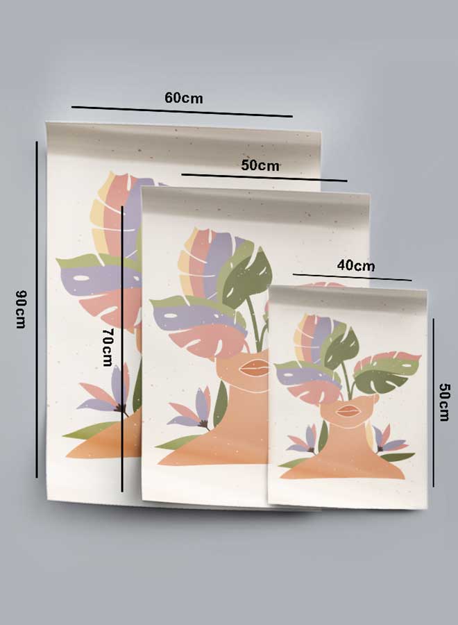 لوحة بوستر ديكور لوحة بدون فريم مع أربع قطع منفصلة من اللاصق ذو الوجهين تصميم الأزهار للمرأة المعاصرة غرفة النوم غرفة المعيشة وديكور المكتب - Image 4