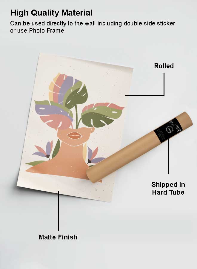 لوحة بوستر ديكور لوحة بدون فريم مع أربع قطع منفصلة من اللاصق ذو الوجهين تصميم الأزهار للمرأة المعاصرة غرفة النوم غرفة المعيشة وديكور المكتب - Image 2
