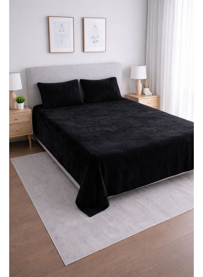 يارلن - دفاية فلات 160*200 - مع 2 خددية 50*70 - اسود