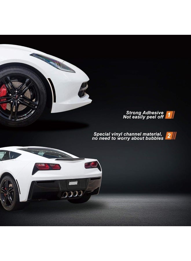 NDRUSH NDRUSH Blackout Side Marker Lights & Reflectors Vinyl Tint Film Precut Overlay Sidemarker Wrap Covers Compatible with Chevy Corvette C7 2014 2015 2016 2017  - Image 3