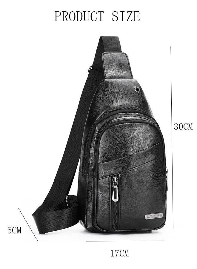 DUNISO Crossbody Backpack for Men, Waterproof Sling Bag with Adjustable Shoulder Strap, Lightweight Sling Backpack, Hiking Daypack, Multipurpose Cross Body Chest Bag With USB Charging Port, Mobile Phone Bags for Travel Running Cycling - Image 4