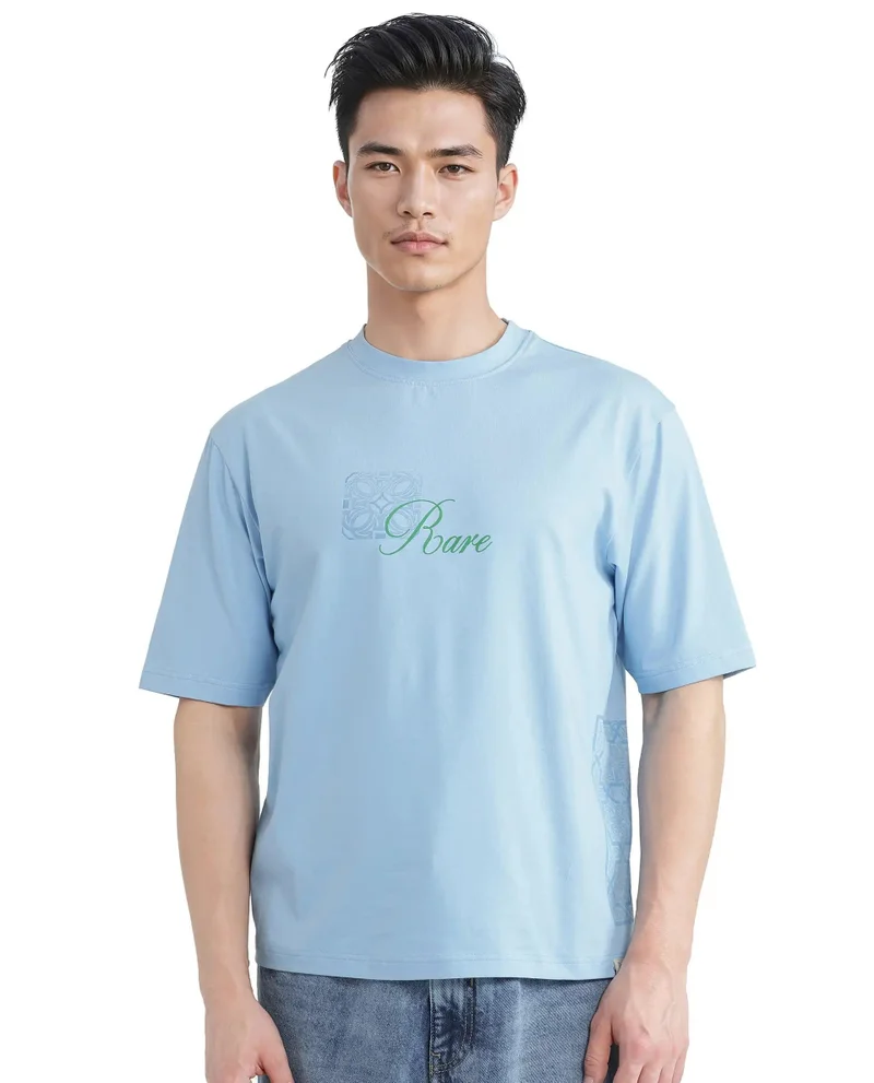 Rare Rabbit Men's Hd Print Branding Oversized Fit T-Shirt