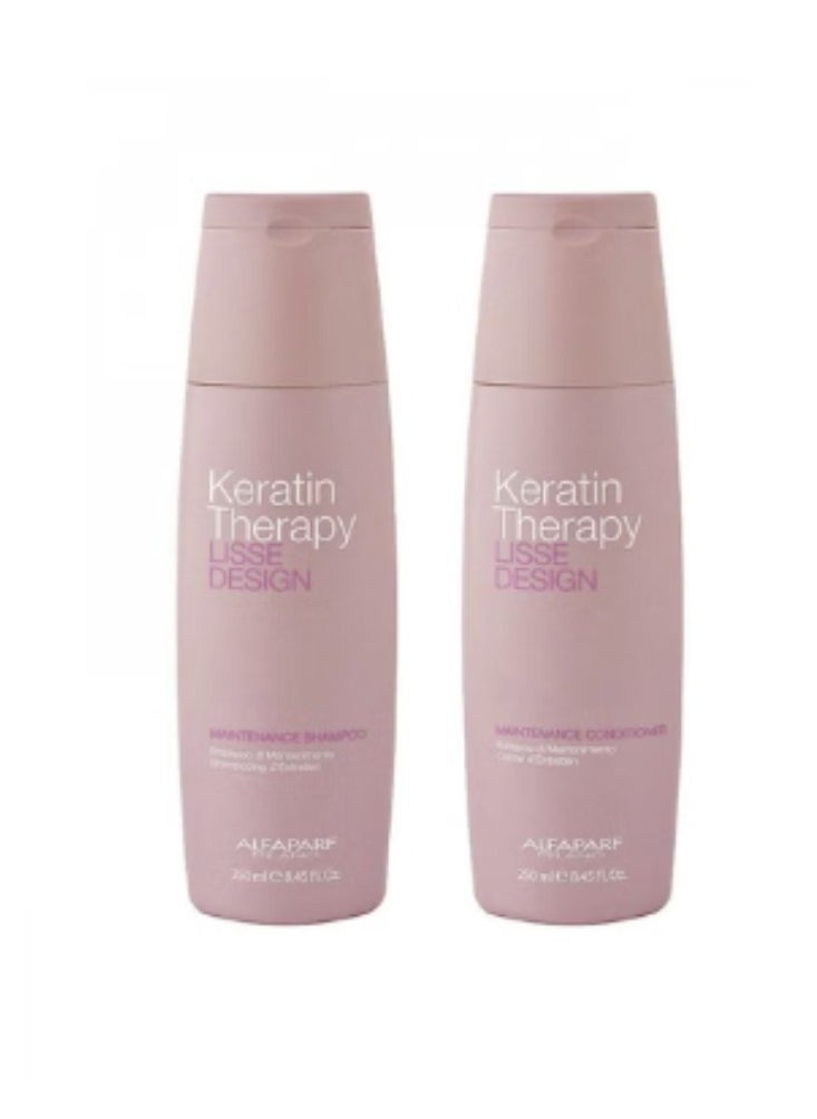ALFAPARF MILANO - Lisse Design Maintenance 1 PC Shampoo 250ML and 1 PC Conditioner 250ML - Image 1