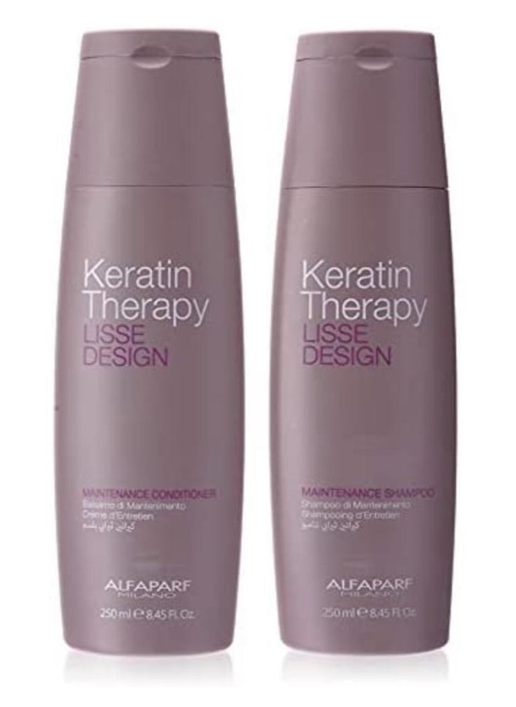 ALFAPARF MILANO - Lisse Design Maintenance 1 PC Shampoo 250ML and 1 PC Conditioner 250ML - Image 1