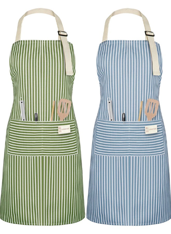 2 PCS Unisex Adjustable Bib Apron, With 2 Pockets Cooking Kitchen Chef Aprons, Home Kitchen Chef Aprones For Cooking, Women Men Aprons For Home Kitchen, Restaurant, Coffee house - Image 1