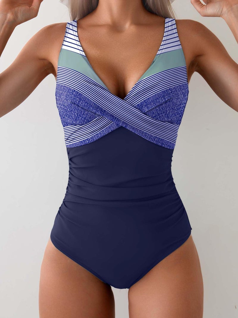 Eomenie Women's One Piece Swimsuits Tummy Control Ruched Push Up Bathing Suit Tie Back Slimming Swimwear - Image 2