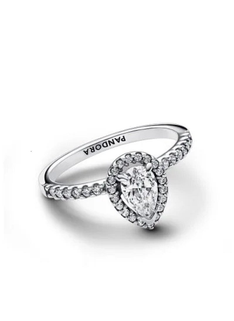 Pandora Violet - Sparkling Pear Halo Ring - Image 1