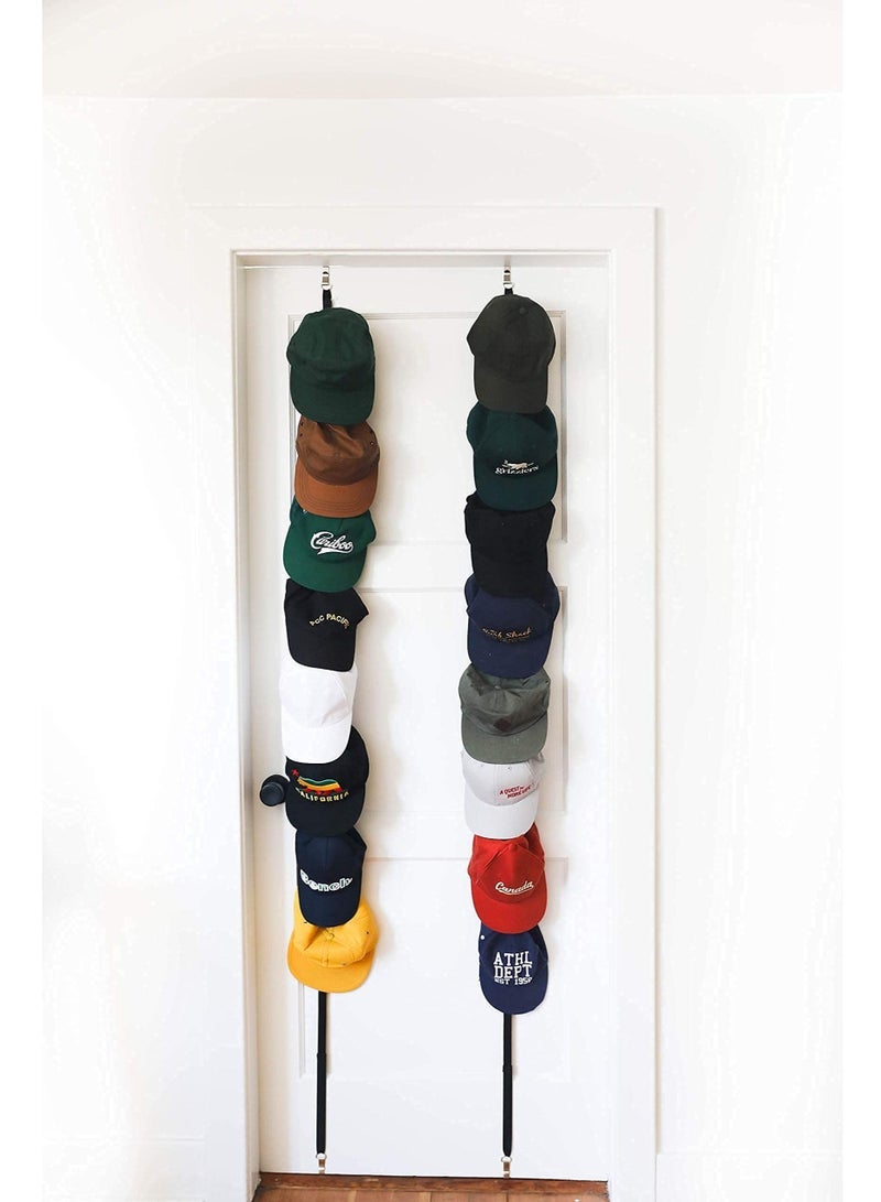 Captaintech 2 Piece Hat Rack, Holds up to 16 Baseball/Ball Caps , Display Rack with Clips, Best Over the Door Closet Organiser for Hat Collections, Perfect Organiser and Storage Cabinet - Image 1