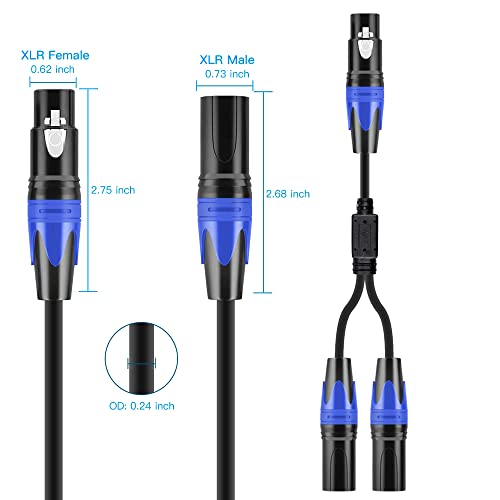 Seefeful (5FT) XLR Splitter Cable, 1 Female to 2 Male Patch Y Cable Balanced Microphone Splitter Cord Audio Adaptor - Image 2