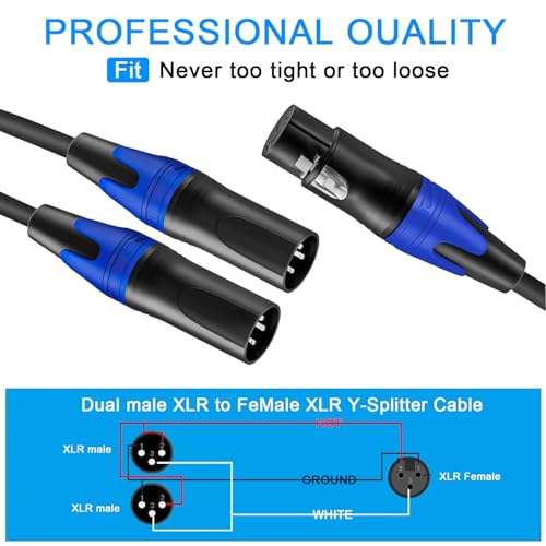 Seefeful (5FT) XLR Splitter Cable, 1 Female to 2 Male Patch Y Cable Balanced Microphone Splitter Cord Audio Adaptor - Image 3