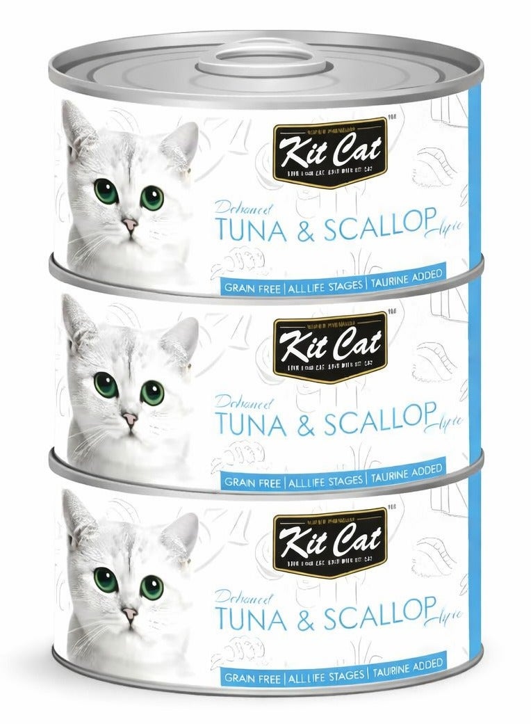Kit Cat wet food deboned tuna and scallop 80g (3 cans) - Image 2