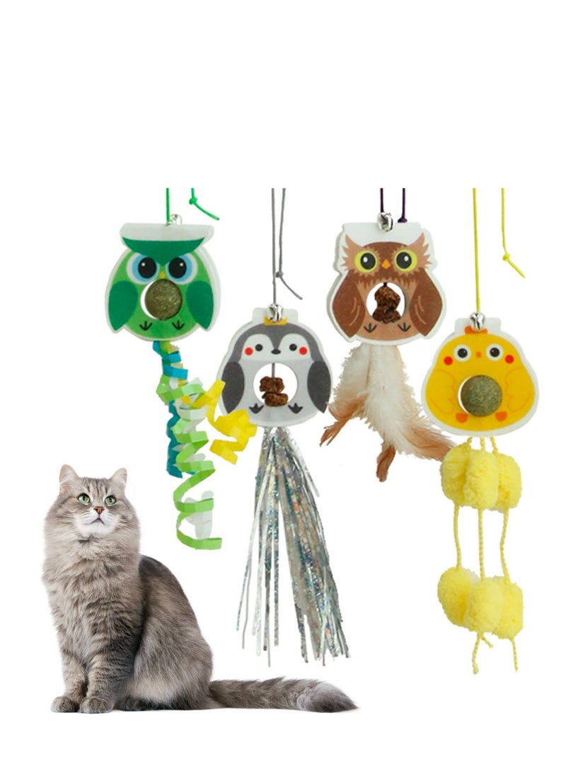 Y&D - Hanging Cat Toy with Catnip Balls/Silvervine Gall Fruit for Teeth Cleaning, 4PCS Self-Play Retractable Teaser Toy, Interactive Indoor Cats… - Image 1