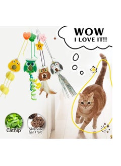 Y&D Hanging Cat Toy with Catnip Balls/Silvervine Gall Fruit for Teeth Cleaning, 4PCS Self-Play Retractable Teaser Toy, Interactive Indoor Cats…  - Image 2