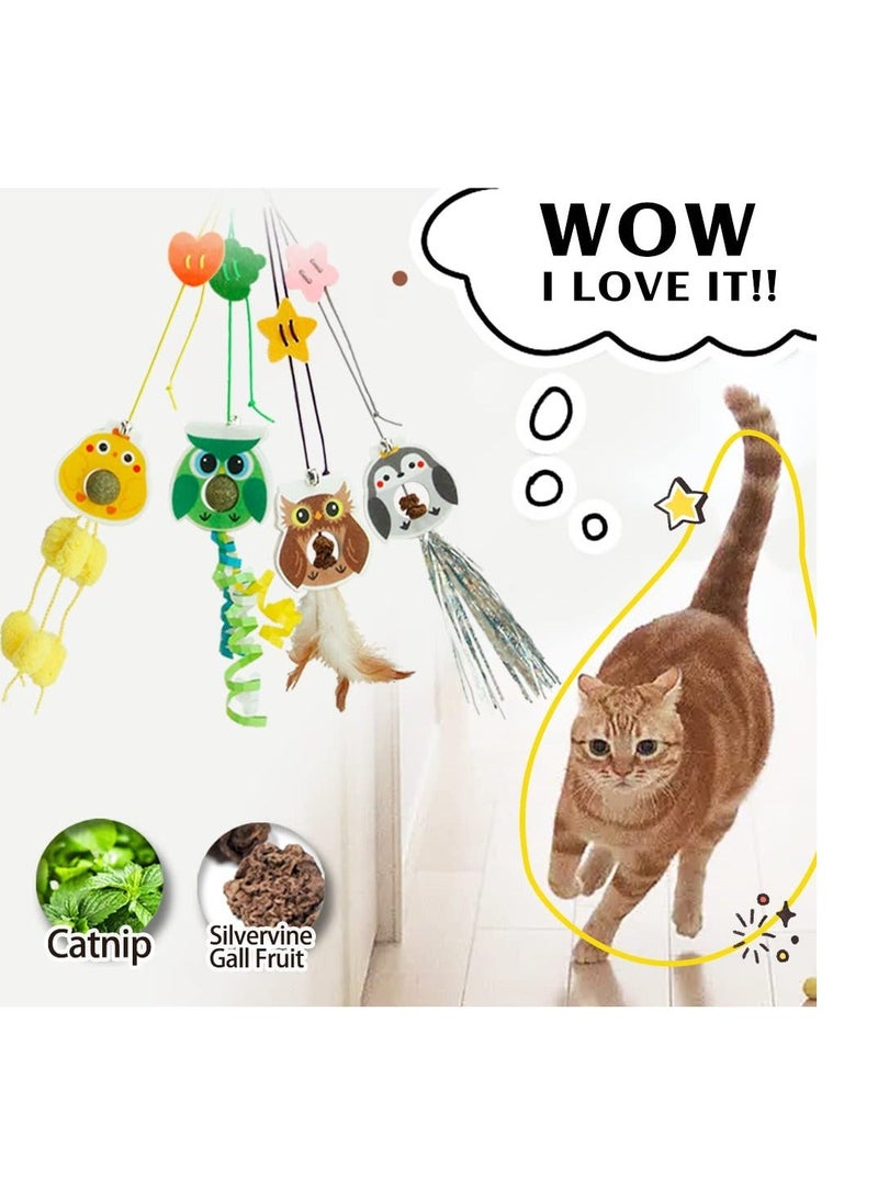 Y&D Hanging Cat Toy with Catnip Balls/Silvervine Gall Fruit for Teeth Cleaning, 4PCS Self-Play Retractable Teaser Toy, Interactive Indoor Cats…  - Image 2