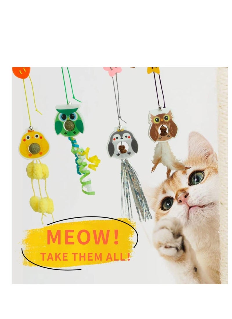 Y&D - Hanging Cat Toy with Catnip Balls/Silvervine Gall Fruit for Teeth Cleaning, 4PCS Self-Play Retractable Teaser Toy, Interactive Indoor Cats… - Image 1