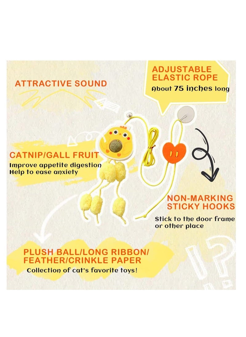 Y&D Hanging Cat Toy with Catnip Balls/Silvervine Gall Fruit for Teeth Cleaning, 4PCS Self-Play Retractable Teaser Toy, Interactive Indoor Cats…  - Image 3