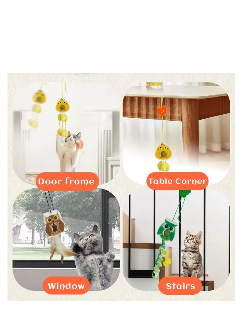 Y&D Hanging Cat Toy with Catnip Balls/Silvervine Gall Fruit for Teeth Cleaning, 4PCS Self-Play Retractable Teaser Toy, Interactive Indoor Cats…  - Image 4