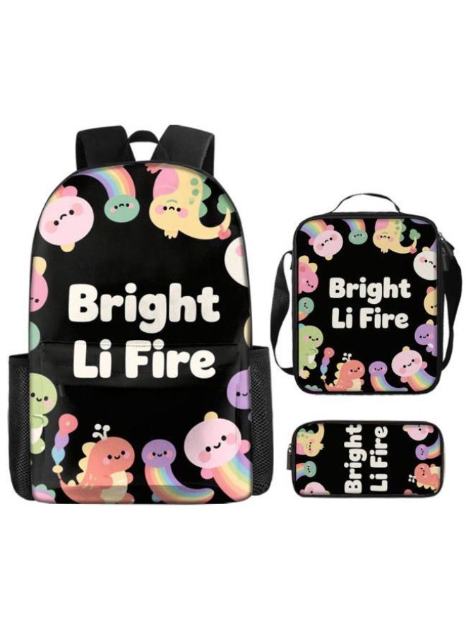Bright Li Fire Three-piece set of cartoon bags, easily cope with various occasions (students, children, friends' outings, mountain climbing, schooling, etc.) | Backpack + hand-held + stationery bag | School season/holiday gifts - 61 - Image 2