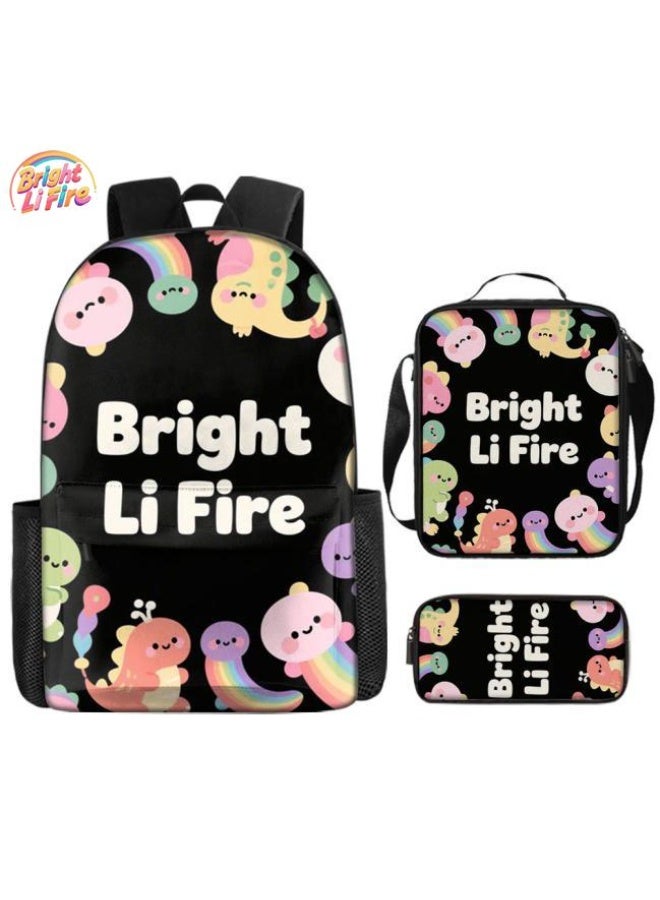 Bright Li Fire Three-piece set of cartoon bags, easily cope with various occasions (students, children, friends' outings, mountain climbing, schooling, etc.) | Backpack + hand-held + stationery bag | School season/holiday gifts - 61 - Image 1
