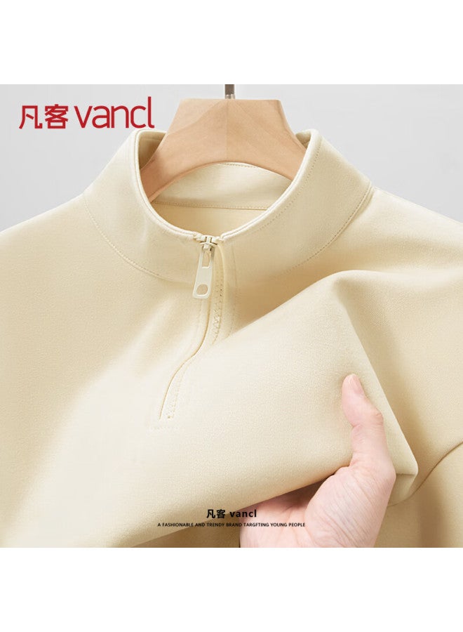 Vancl Men's Autumn Trendy Stand Collar Half-zip Sweatshirt, Plus Size, Green, L