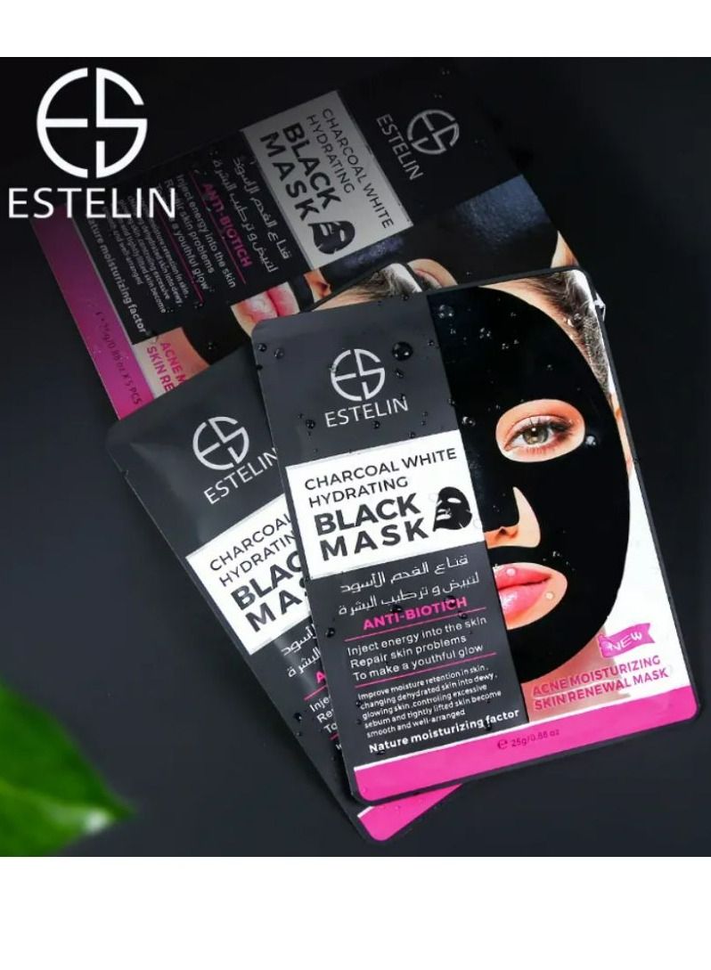 إستيلين قناع إستلين الأسود المرطب بالفحم الأبيض 25 جم × 5 قطع - Image 4