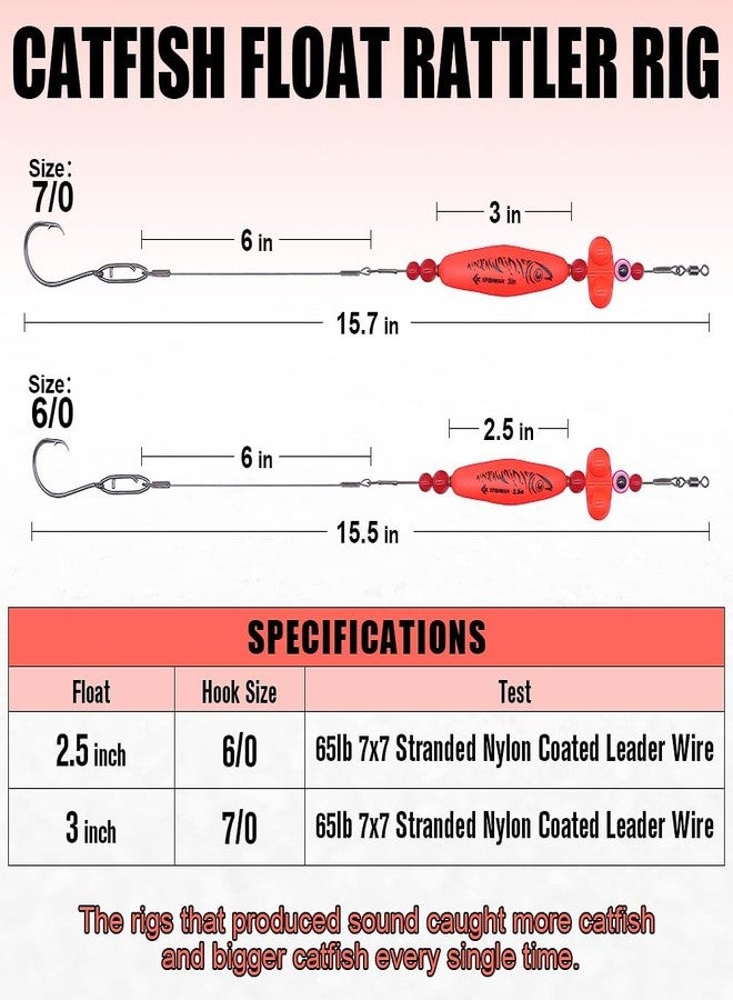 XFISHMAN Catfish-Rig-for-Bank-Fishing-Catfishing-Tackle-Floats-with-Rattler-Santee Cooper Rig Equipment (Red- 4 Pack, 3 inch) - Image 4