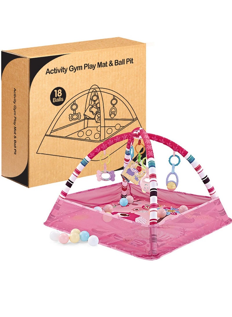 Baby Play mat Activity Gym&Ball Pit Included 18 Balls with Detachable Toys Tummy Time Play Mat for Babies 0-12 Months  - Image 1