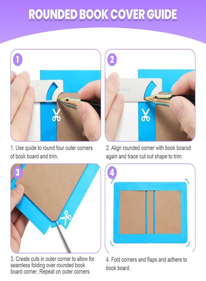 AGUZXTM 5-in-1 Book Cover Guide,Bookbinding Kit,Book Binding Kits Bookbinding Cover Tool for Making Book Cover DIY Bookbinding Scrapbook Tool for Journal Cover,Album,Planner,Calendar - White (4) - Image 5