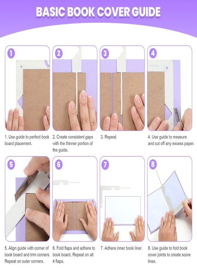 AGUZXTM 5-in-1 Book Cover Guide,Bookbinding Kit,Book Binding Kits Bookbinding Cover Tool for Making Book Cover DIY Bookbinding Scrapbook Tool for Journal Cover,Album,Planner,Calendar - White (4) - Image 4