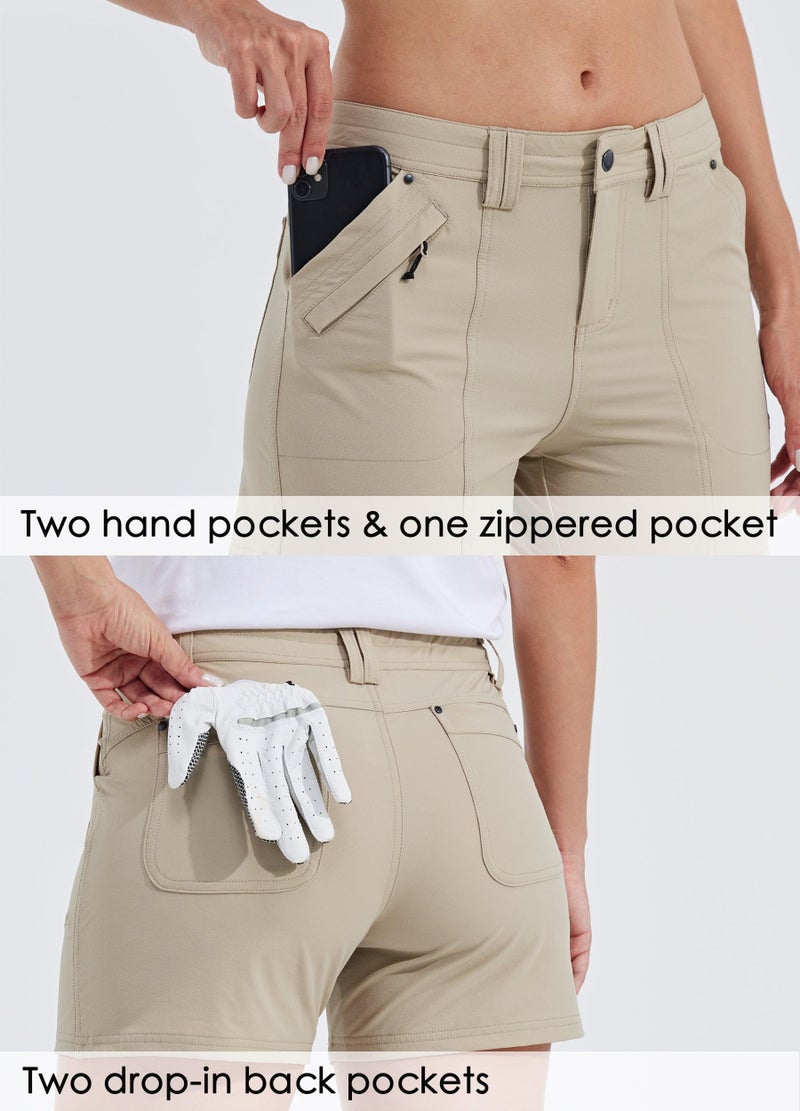 Willit Women's Golf Hiking Shorts Quick Dry Athletic Casual Summer Shorts with Pockets 4.5 in Khaki 10 - Image 5